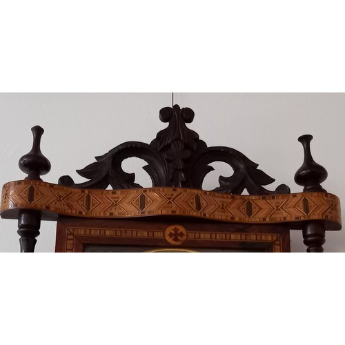 72 - Ornate wall clock with marquetry inlay