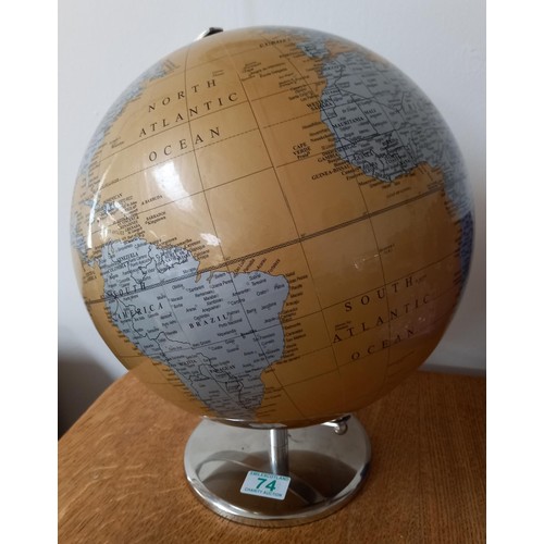 74 - World Globe in gold colour made in India 40cm dia. approx.