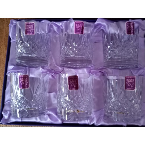 75 - Vintage unused Edinburgh crystal 6x whisky tumblers, 6x white wine glasses, 6x red wine glasses, 2x ... 