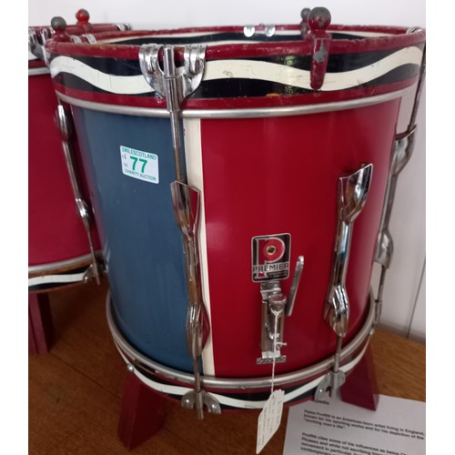 77 - Pair of Military issue drums Broad Arrow marked and dated 1966, had legs added so can be used as tab... 