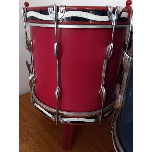 77 - Pair of Military issue drums Broad Arrow marked and dated 1966, had legs added so can be used as tab... 