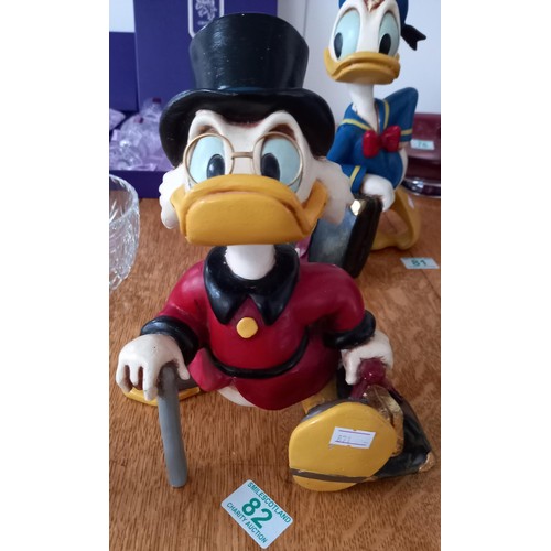 82 - Disney vintage Bully brand Scrooge McDuck with bag figurine 30cm H approx.