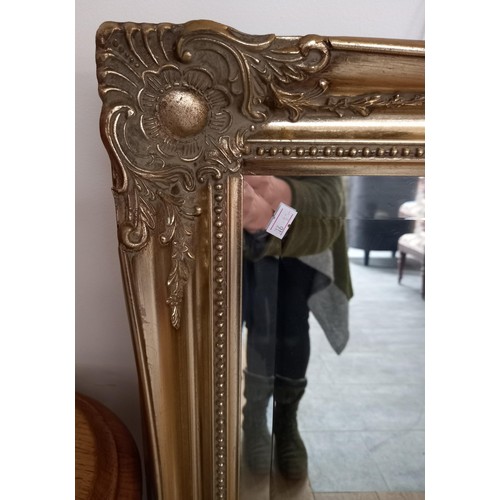 91 - Large gold framed bevelled mirror 130x104cm approx.