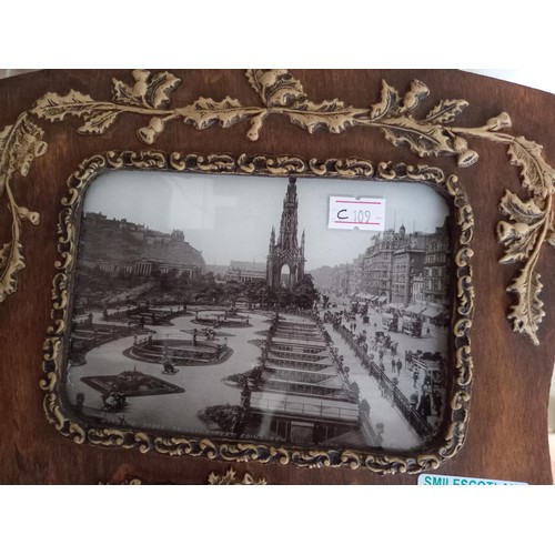 99 - Pair of ornate photo frames featuring Scottish National Exhibition 1908