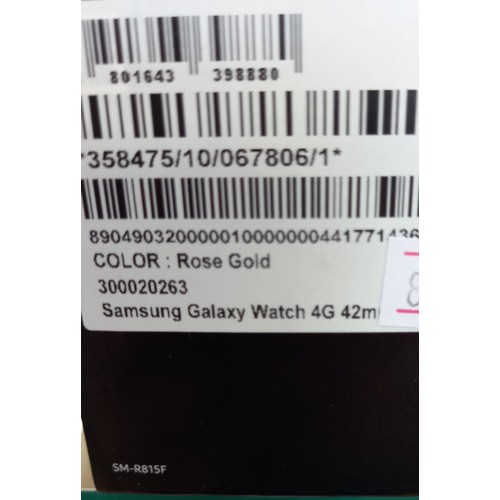 121 - New unused Samsung Galaxy watch in original box, 4G 42mm Rose Gold Colour