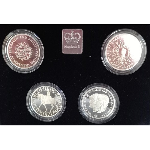 130 - HM Queen Elizabeth II silver proof crown collection with booklet and numbered certificate