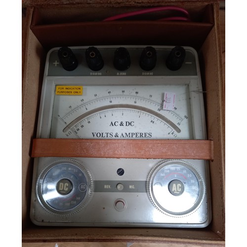 147 - Large leather-bound PO AC/DC test metre 5c BHE