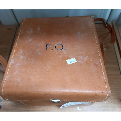 147 - Large leather-bound PO AC/DC test metre 5c BHE