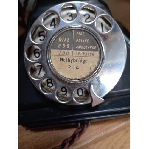 149 - Vintage black telephone Nethy Bridge 214 with Bakelite bell box