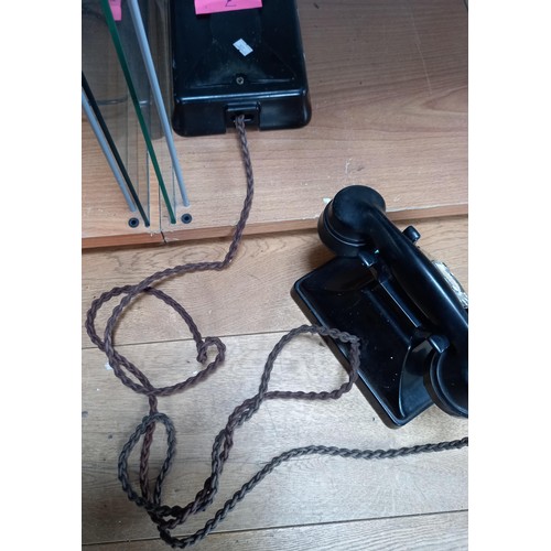 149 - Vintage black telephone Nethy Bridge 214 with Bakelite bell box