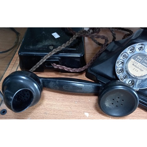 149 - Vintage black telephone Nethy Bridge 214 with Bakelite bell box