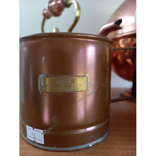 151 - Copper kettle vase and cups