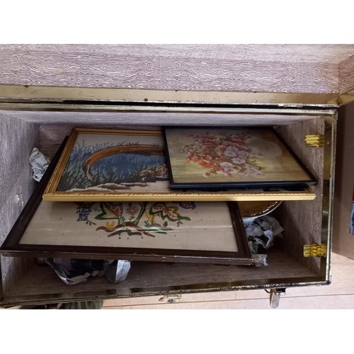 205 - Vintage chest with contents