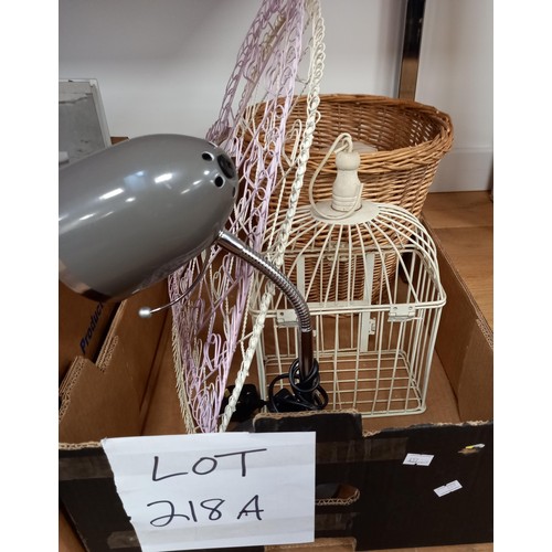 218A - Box lot lamp, basket, candle cage, etc.