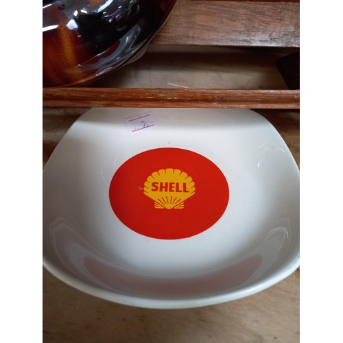 232 - Spittoon, small book holder, vintage Shell advertising dish