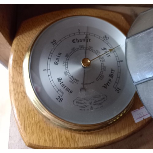 235 - Boxed cutlery, barometer and lamp shade