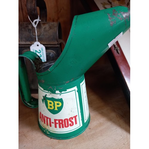 236 - BP Anti Frost oil can and vintage carriage lamp