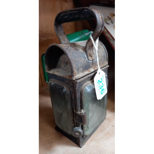 236 - BP Anti Frost oil can and vintage carriage lamp