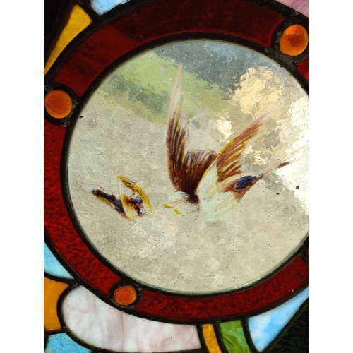 251 - Stained glass window, in frame A/F