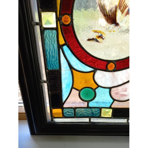 251 - Stained glass window, in frame A/F