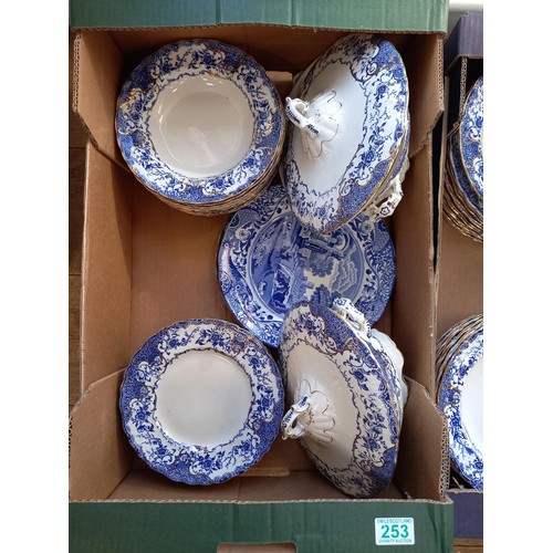 253 - Large selection of Crown Pottery Longton dinner plates, etc.