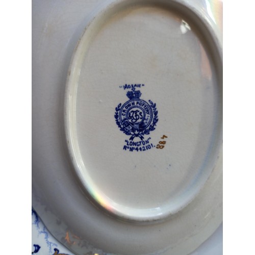 253 - Large selection of Crown Pottery Longton dinner plates, etc.