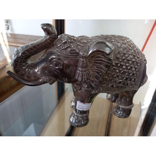 270 - Vintage white metal elephant, has a stamp mark, possible silver? 18x14cm approx.