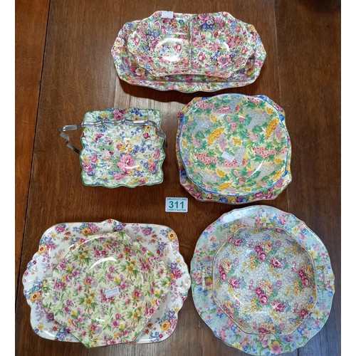 311 - Good selection of Chintz ware, sandwich plates, etc.