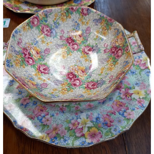 311 - Good selection of Chintz ware, sandwich plates, etc.