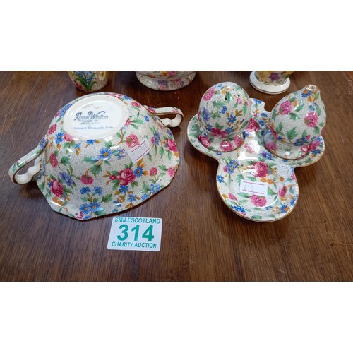 314 - Selection of Chintz ware, to include bowls, egg cups, etc.