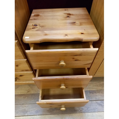 337 - Pine bedroom set to include chest of drawers and bedside cabinets