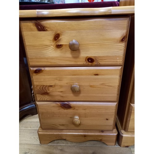 337 - Pine bedroom set to include chest of drawers and bedside cabinets