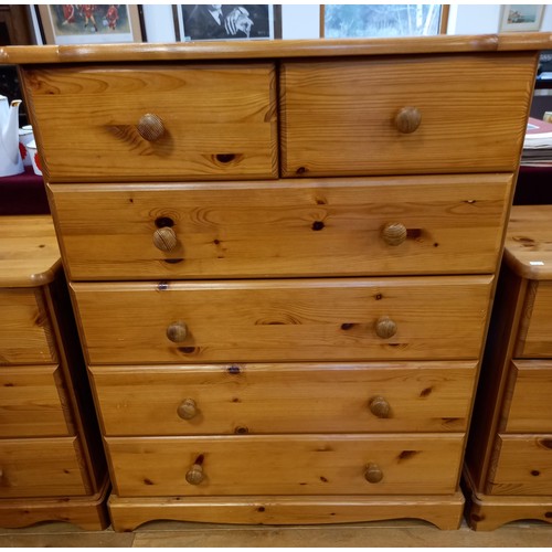 337 - Pine bedroom set to include chest of drawers and bedside cabinets