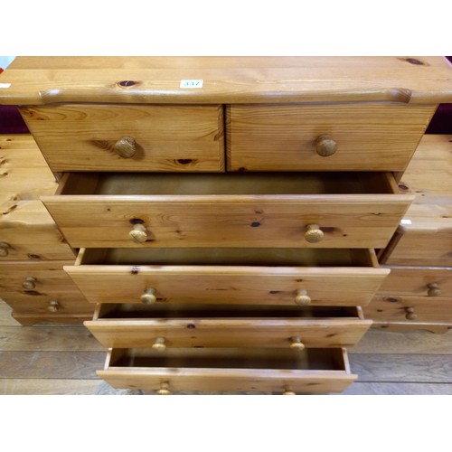 337 - Pine bedroom set to include chest of drawers and bedside cabinets