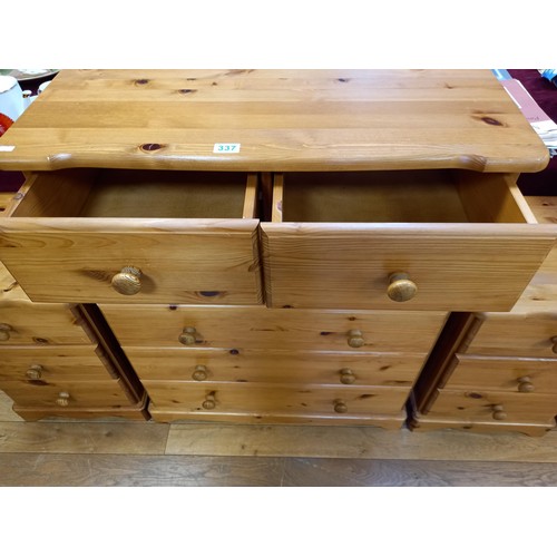 337 - Pine bedroom set to include chest of drawers and bedside cabinets