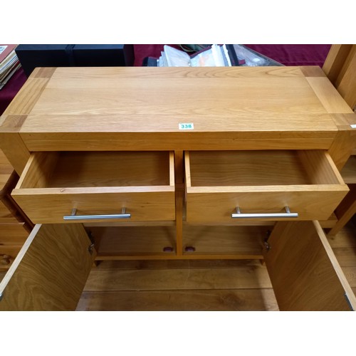 338 - Small oak sideboard with 2 drawers