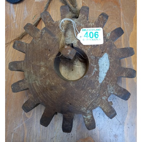 406 - Vintage cog wheel very heavy