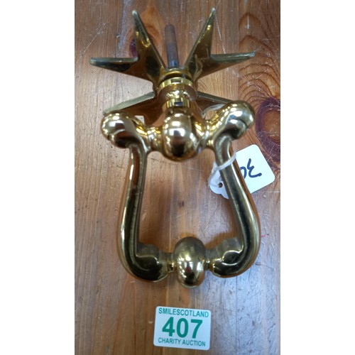 407 - Brass door knocker with Maltese Cross decoration