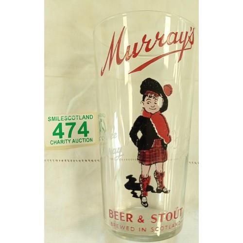 474 - Vintage 'Murrays' beer and stout glass.