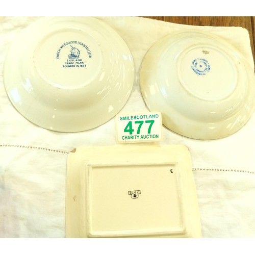 477 - Two vintage Schweppes dishes and a Players tobacco ashtray.