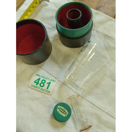 481 - Medicine and minim glass measure.