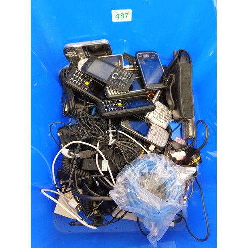 487 - A large selection of vintage Mobile phones and chargers .
UK postage for this lot is £15.88