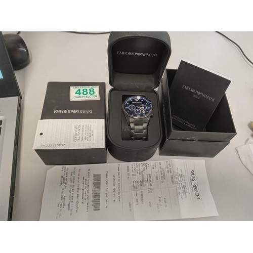 488 - emporio armani watch in box with receipt .. Direct from an unpaid storage container