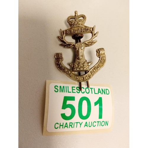 501 - Bydand  Gordon Highlanders original badge