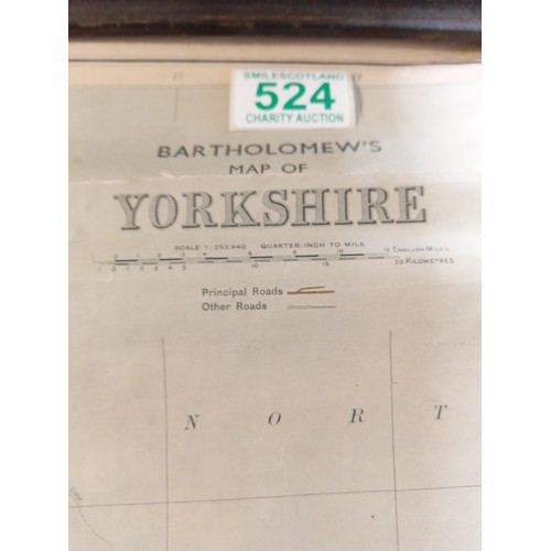 524 - Bartholomew`s  Vintage canvas map of Yorkshire