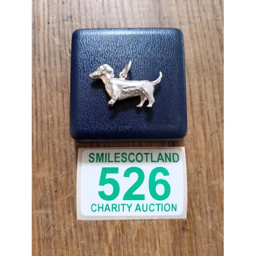 526 - A rare stamped Silver Dachshund Charm