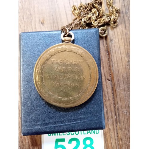 528 - WW1 medal  Private W CHARLES  3189  GORDONS LOVELY ITEM ON A NECKLACE THAT HAS BEEN TACTILE TO THE P... 