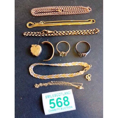 568 - A selection of gold jewellery / scrap 28.9g approx.