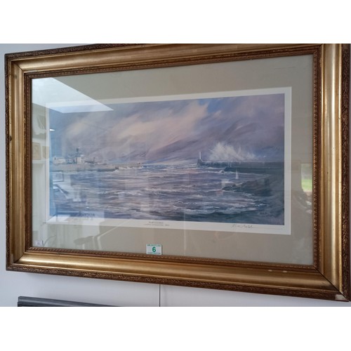 6 - Framed, signed  ERIC AULD PRINT 37/500 
PORT CLOSED 80cm by 60cm approx