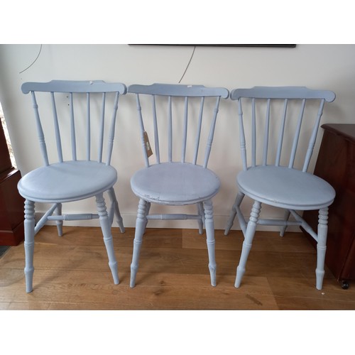 8 - 3x painted vintage country kitchen chairs